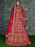 Tulsi Art Red Embroidered Art Silk Bridal Lehenga Choli | Grocsy