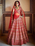 Tulsi Art Red Embroidered Art Silk Bridal Lehenga Choli | Grocsy