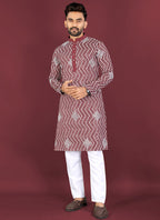 Prazu Fashion Maroon Soft Silk Unique Cross Pattern White Thread Embroidery With Silver Sequence Kurta | Grocsy