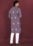 Prazu Fashion Purple Soft Silk Unique Cross Pattern White Thread Embroidery With Silver Sequence Kurta | Grocsy