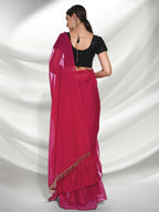 Pink Organza Solid Saree With Unstitched Blouse Piece - Shanaya | Grocsy