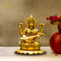 Brass Saraswati Idol - Embodiment of Knowledge and Artistic Inspiration" | Grocsy