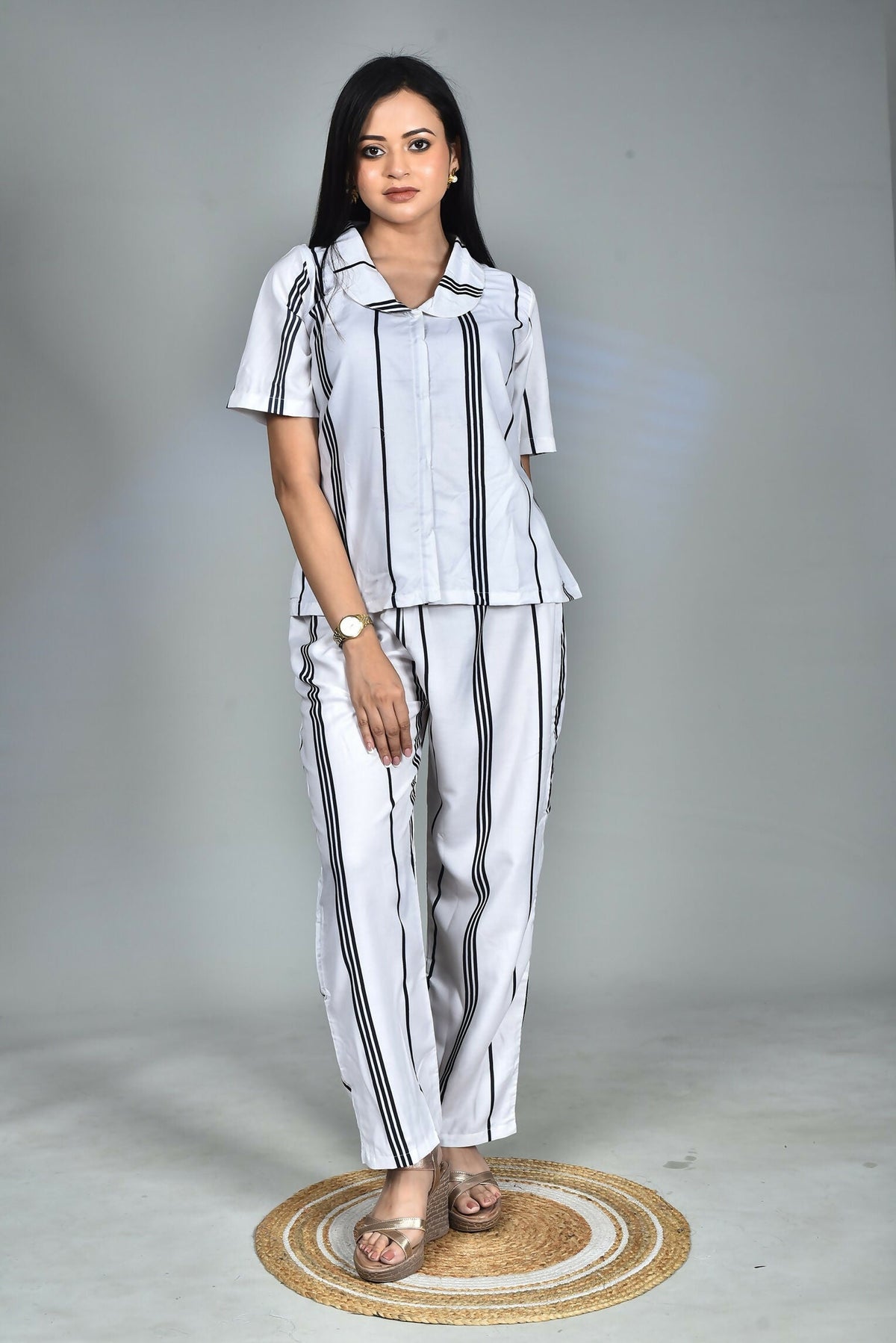 Morchari Digital Print Semi Muslin Co-Ord Set Top & Trouser-Multicolor | Grocsy