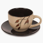 Home Centre Caraway Cup and Saucer- Set of 13 Pcs - 220 ml - Brown | Grocsy