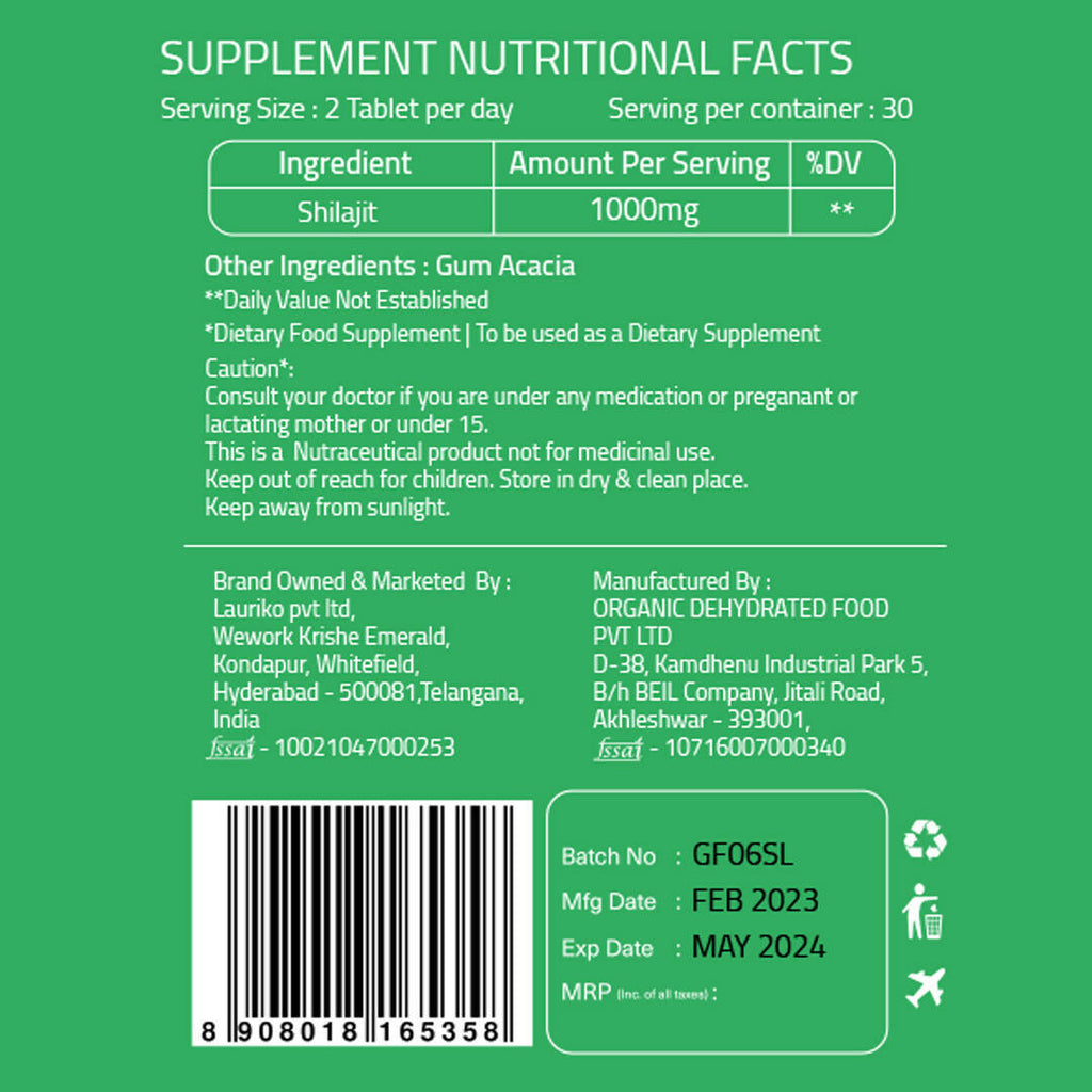 Laurik Himalayan Sj 1000Mg Tablets| Sj Tablets Boosts Stamina, Strength And Support Vitality | Grocsy