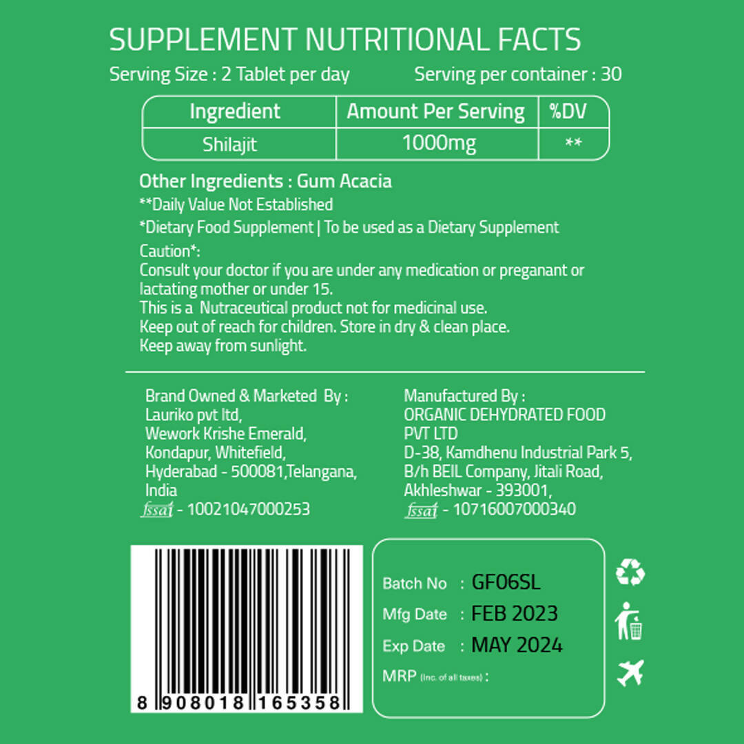 Laurik Himalayan Sj 1000Mg Tablets| Sj Tablets Boosts Stamina, Strength And Support Vitality | Grocsy