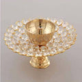 Puja N Pujari Brass Crystal Lotus Akand Diya | Grocsy