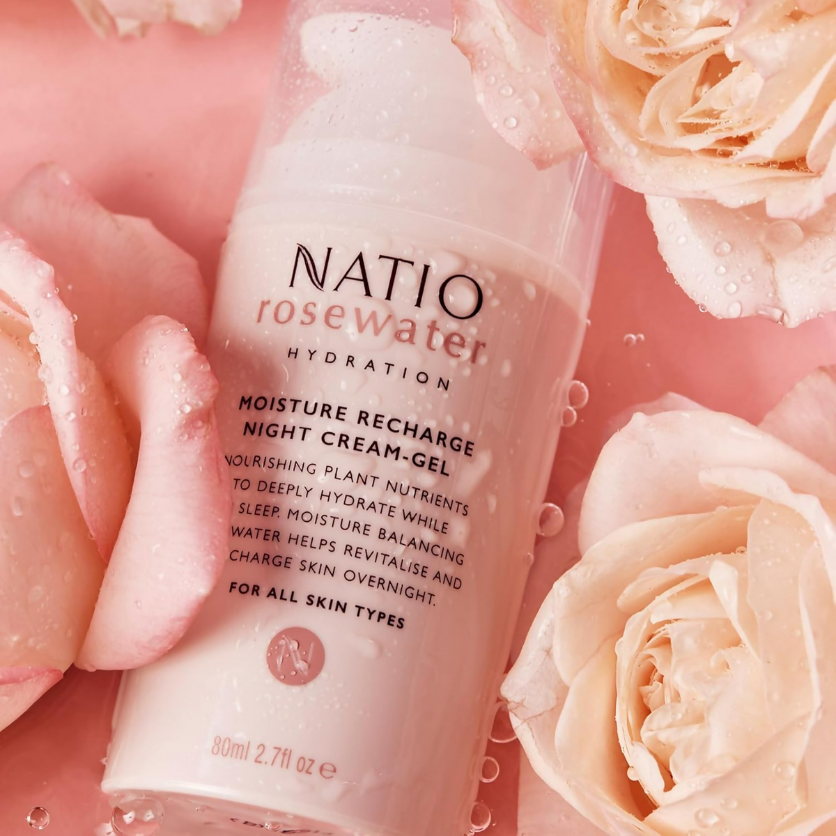 Natio Rosewater Moisture Recharge Night Cream Gel | Grocsy