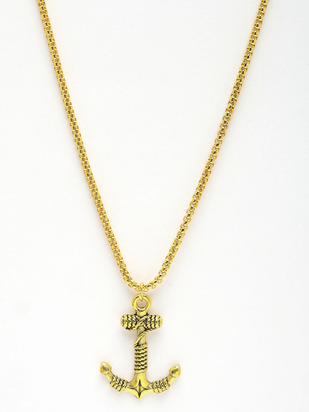 NVR Men's Gold-Polished Stainless Steel Pendant with Chain | Grocsy