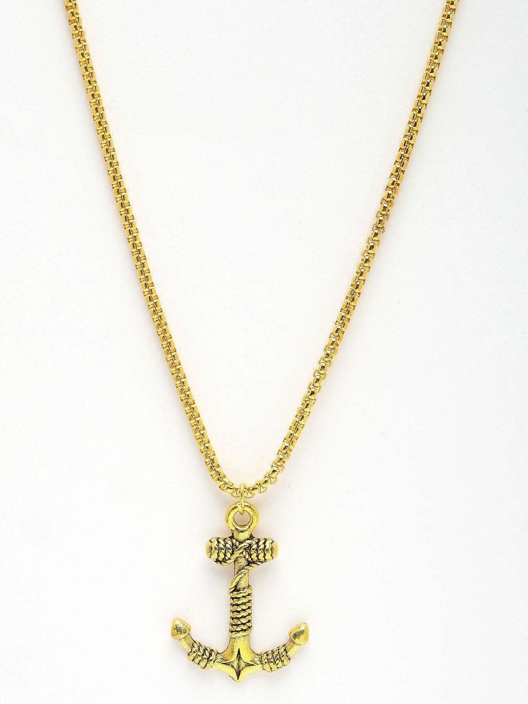 NVR Men's Gold-Polished Stainless Steel Pendant with Chain | Grocsy