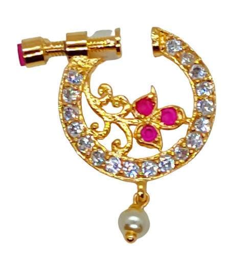 AD Ruby Designer Floral Nose Ring | Grocsy