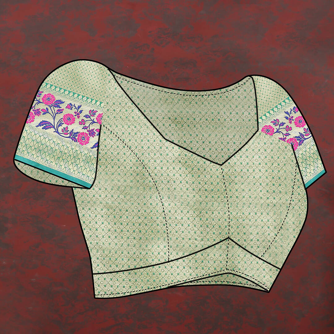 Lorenvalley Fashion Teal Soft Silk Woven Design with Zari Weaving Leheriya Design Saree | Grocsy
