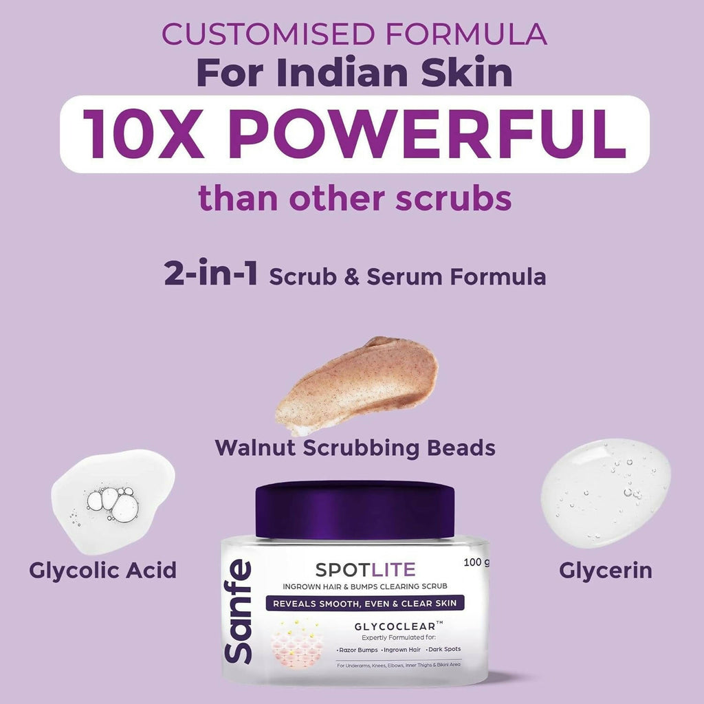 Sanfe Spotlite Ingrown Hair & Bumps Clearing Body Scrub | Grocsy
