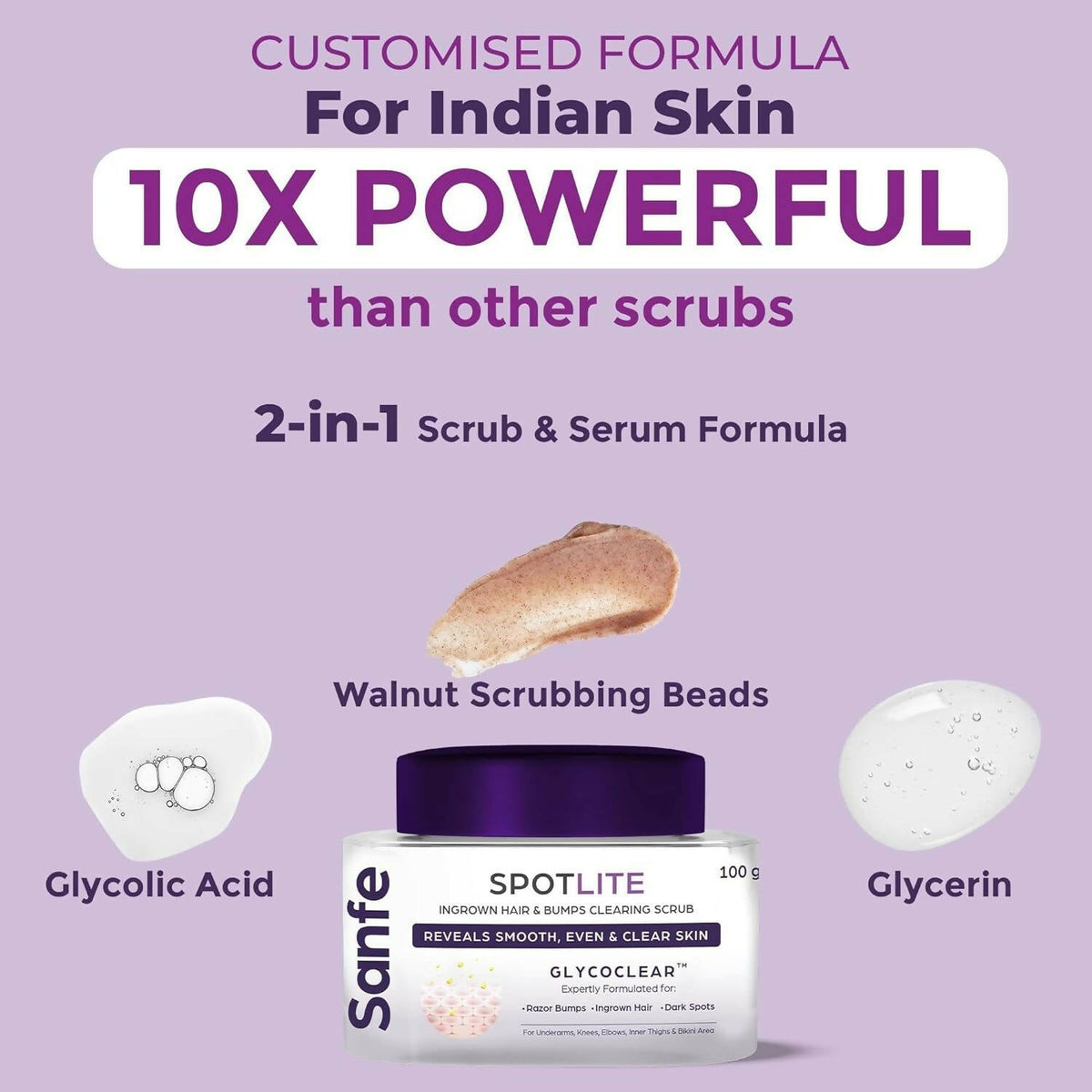 Sanfe Spotlite Ingrown Hair & Bumps Clearing Body Scrub | Grocsy