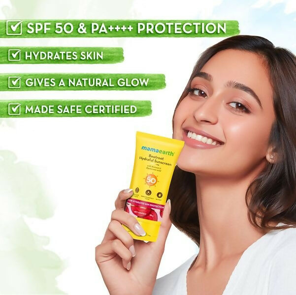 Mamaearth Beetroot Hydraful Sunscreen SPF 50 & PA++++ | Grocsy