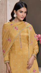 Anaita Yellow Silk Embroidered Stitched Salwar Suit | Grocsy
