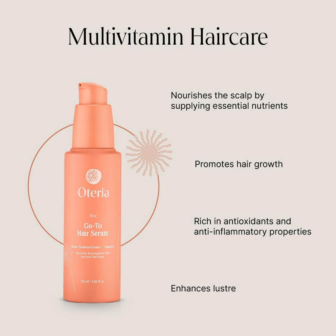 Oteria Go-To Hair Serum Premium Anti Frizz Hair Serum - Enriched with B-Vitamins & Niacinamide | Grocsy