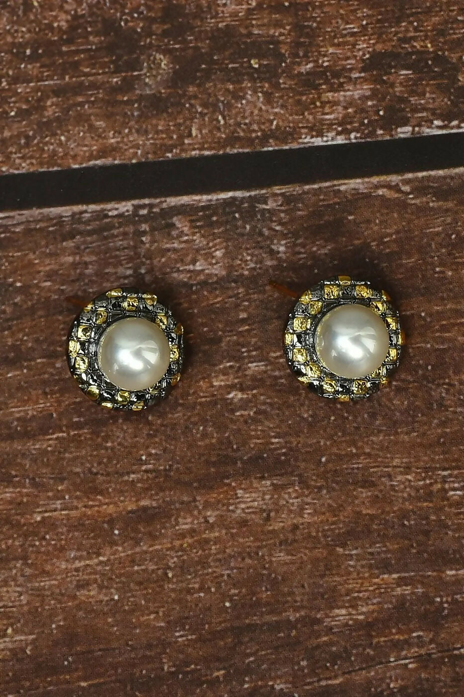 Joban Fashion Women Brass Golden White Ad Earrings | Grocsy
