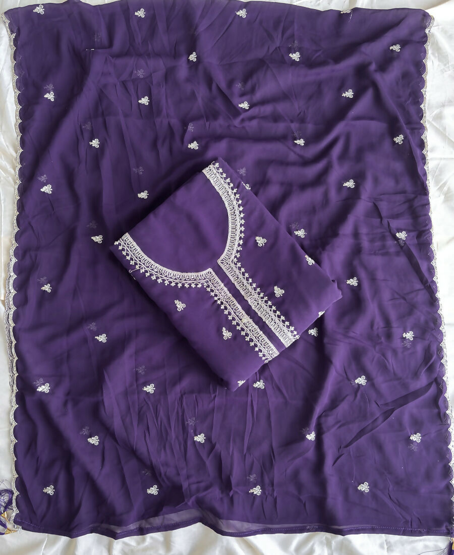KC Bollywood Style Purple Georgette Suit For Women | Grocsy