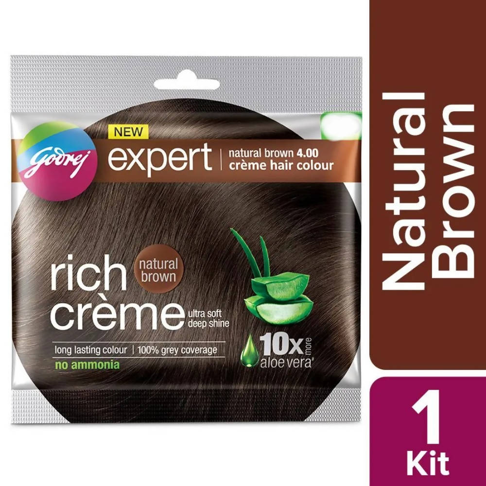 Godrej Expert Rich Creme Hair Colour - Natural Brown 4.00 (Pack of 4) | Grocsy
