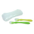 Safe-O-Kid Soft Silicone Tip Spoons Set Box (2 Spoons), Yellow & Green | Grocsy