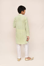 Joban Fashion Cotton Pastel Green Kurta With Straight Fit Pant | Grocsy