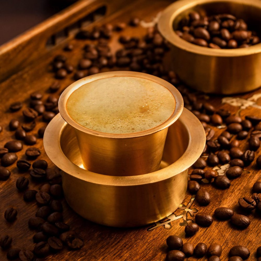 Sidapur Brass Dabara Set - Plain Brushed Matte Finish | Grocsy