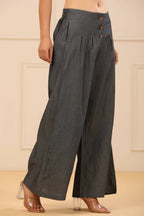 Juniper Women's Grey Denim Solid Flared Pant/Slim Pant | Grocsy