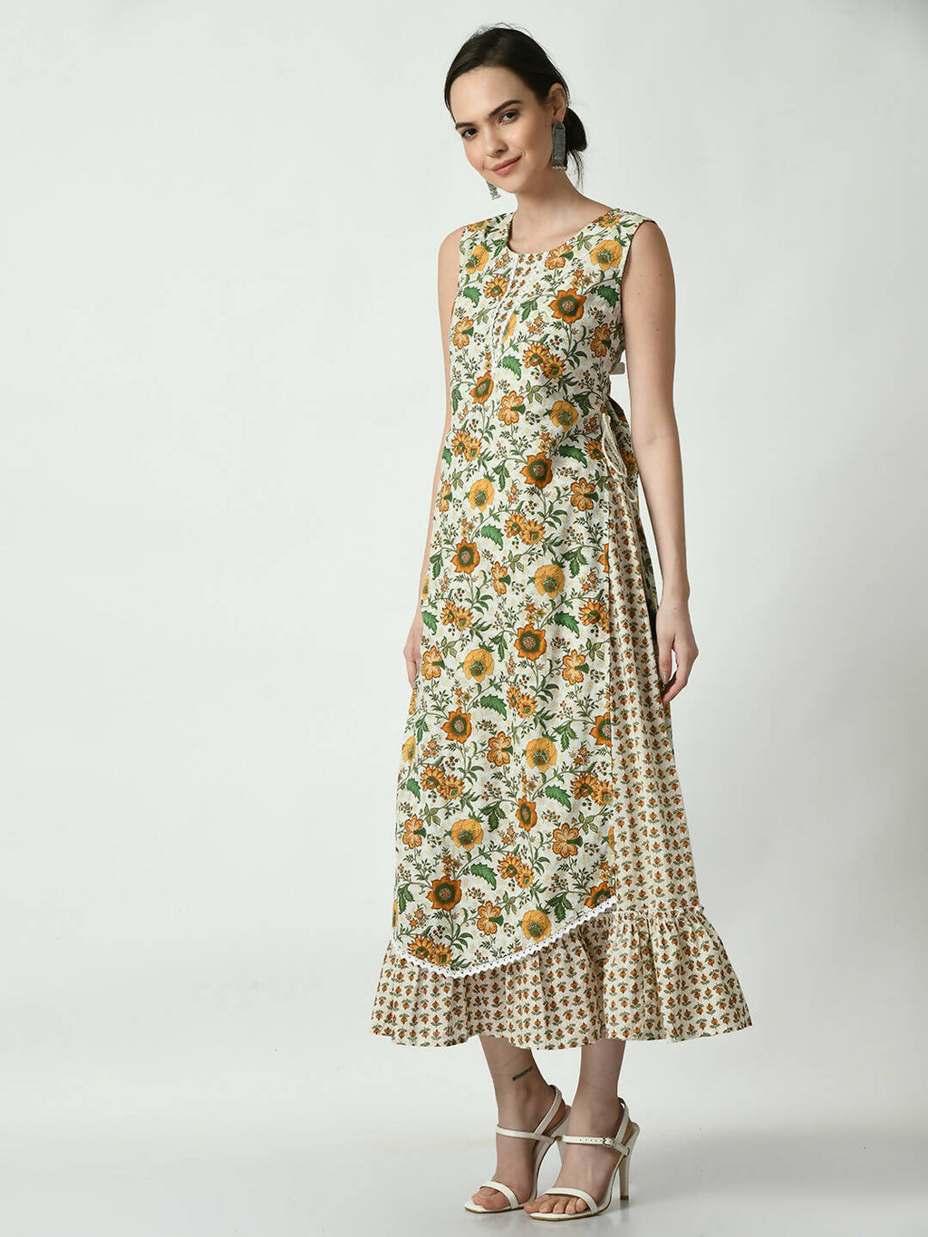 Myshka Women's Multi Floral Printed Gown Dress | Grocsy