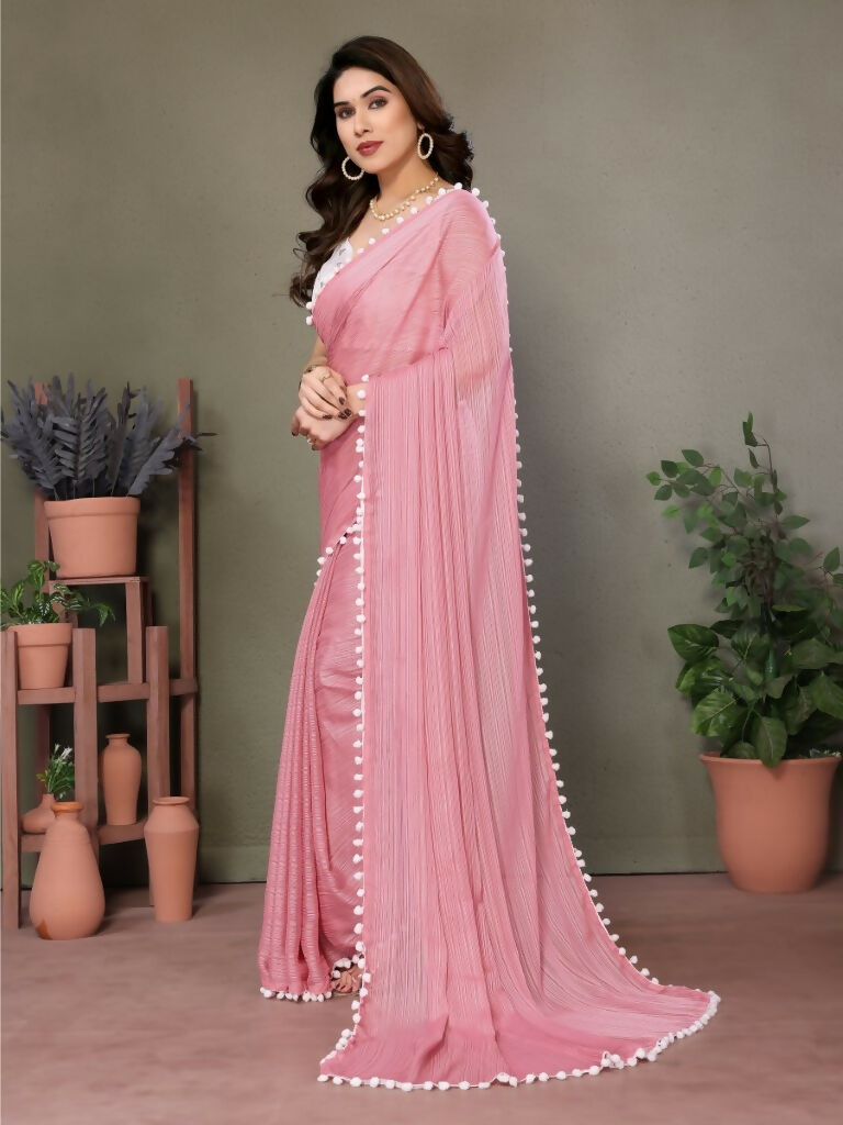 Designer Partywear Pink Banglor Fancy Saree - Kanak | Grocsy