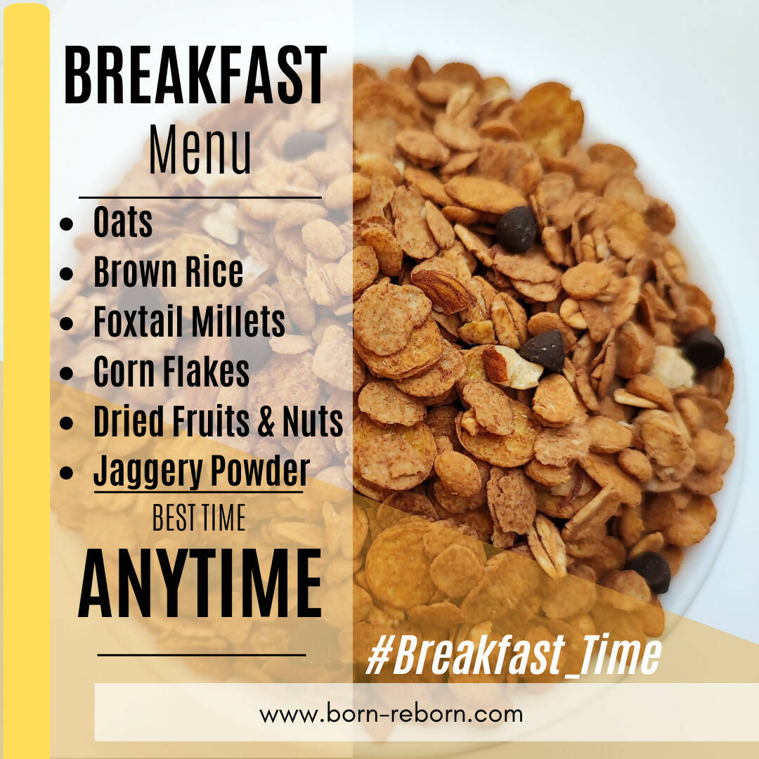 Born Reborn Chocolate Oats & Millets Muesli with Jaggery | Grocsy
