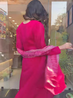 Partywear Designer Viscose Silk With Lining Red Stitched Suit With Dupatta - Tanisha | Grocsy