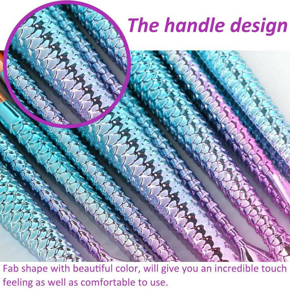 Favon Pack of 4 Professional Mermaid Shaped Makeup Brushes | Grocsy