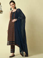 Myshka Women's Multi Straight Kurta & Trousers With Dupatta | Grocsy
