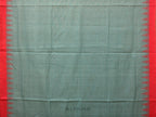 Sea Blue Khadi Cotton Handloom Plain Saree with Temple Border Design - Global Threads | Grocsy