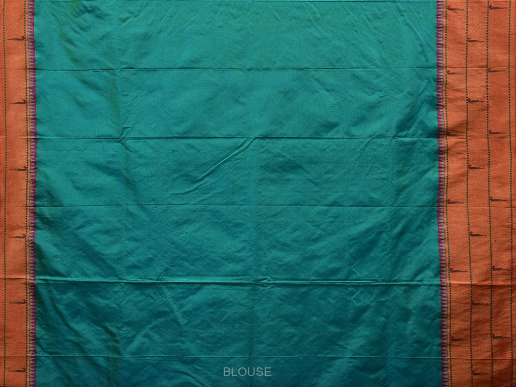 Sea Blue Paithani Silk Handloom Saree with Triple Muniya Border Design - Global Threads | Grocsy