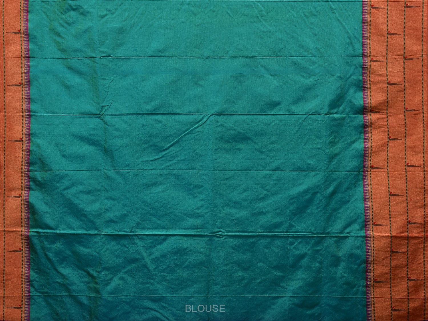 Sea Blue Paithani Silk Handloom Saree with Triple Muniya Border Design - Global Threads | Grocsy