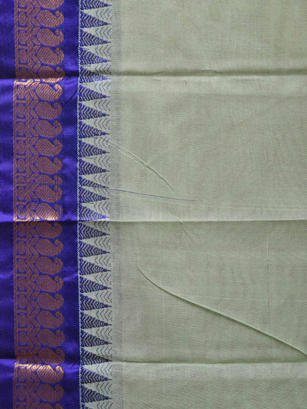 Sea Green and Dark Blue Gadwal Cotton Plain Saree with Small Border Design No Blouse - Global Threads | Grocsy