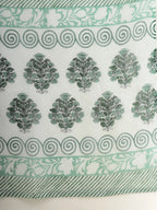 Yufta Sea Green And White Cotton Cutdana Work Kurta Set With Pant & Dupatta | Grocsy