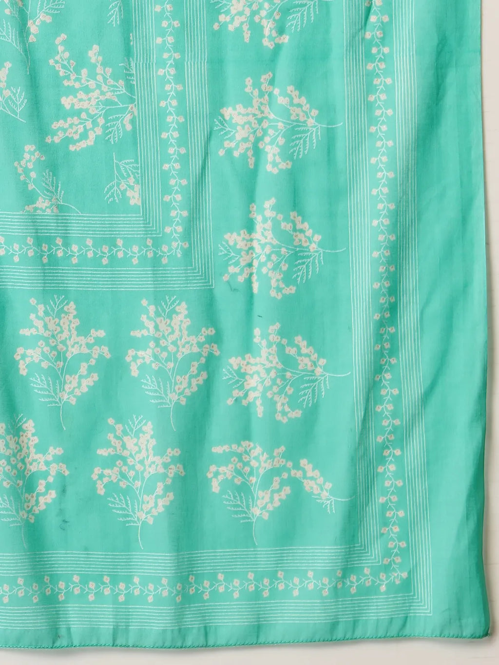 Yufta Sea Green Pure Cotton Anarkali Dupatta Pant Set | Grocsy