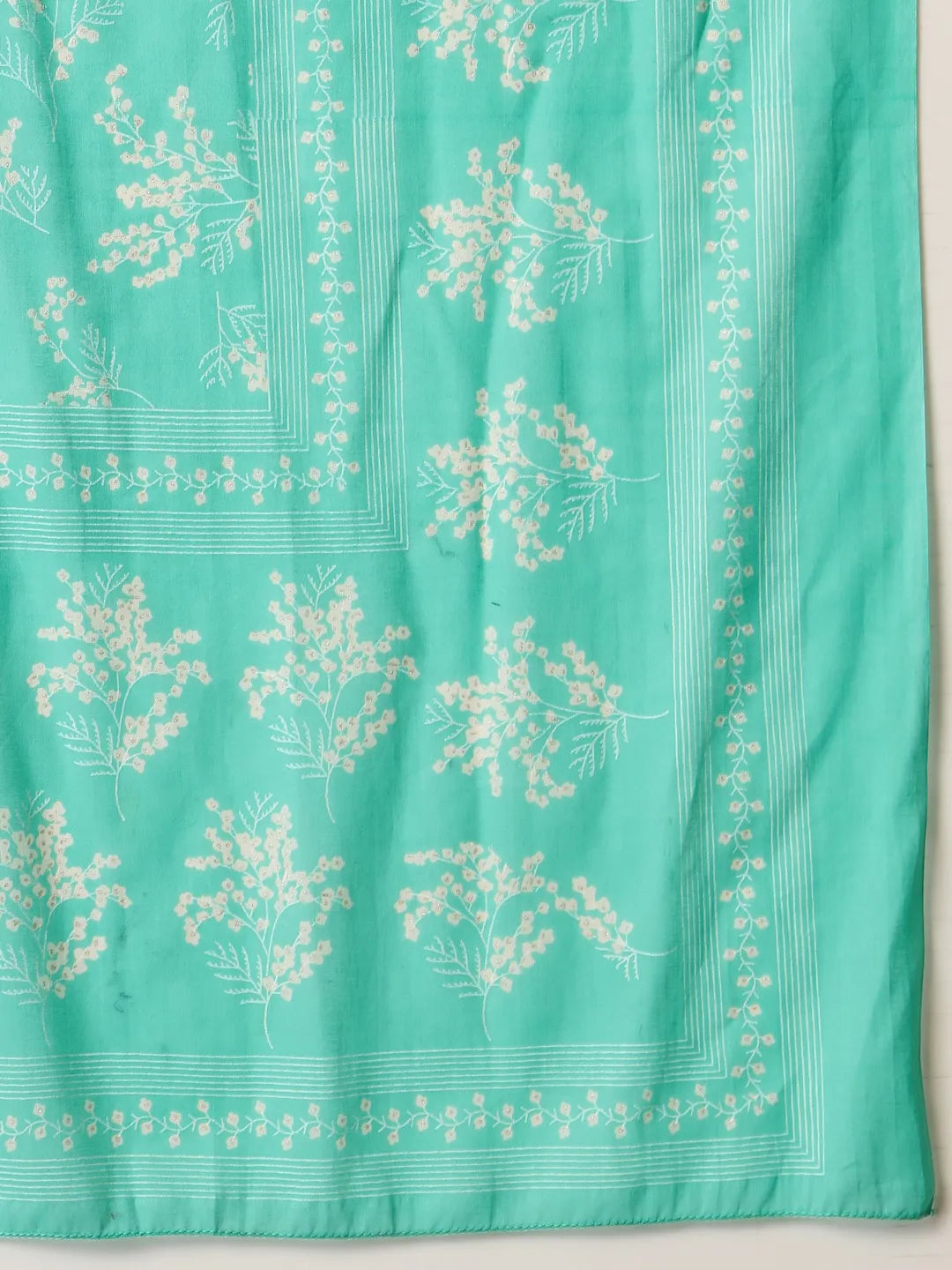 Yufta Sea Green Pure Cotton Anarkali Dupatta Pant Set | Grocsy