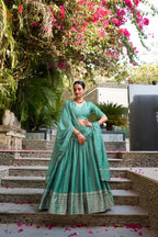 Evanik Women Pure Chanderi Plain With Zari Weaving Work Border Stitched Lehenga With Unstitched Blouse Dupatta(Up to 42) | Grocsy