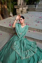Evanik Women Pure Chanderi Plain With Zari Weaving Work Border Stitched Lehenga With Unstitched Blouse Dupatta(Up to 42) | Grocsy