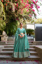 Evanik Women Pure Chanderi Plain With Zari Weaving Work Border Stitched Lehenga With Unstitched Blouse Dupatta(Up to 42) | Grocsy