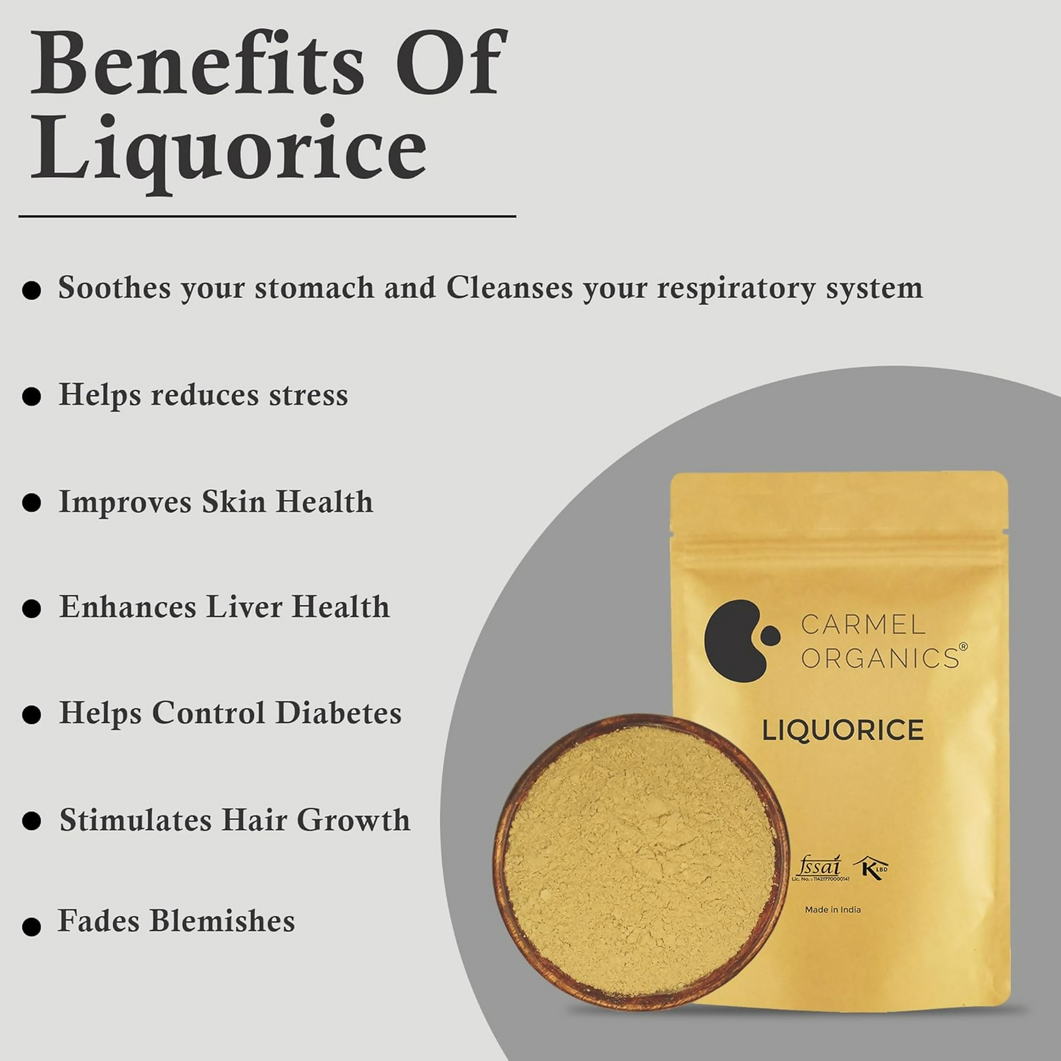 Carmel Organics Liquorice/Mulethi Root Powder | Grocsy
