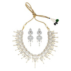 Rhodium-Plated Alloy Designer Ad Choker Necklace Set - The Pari | Grocsy