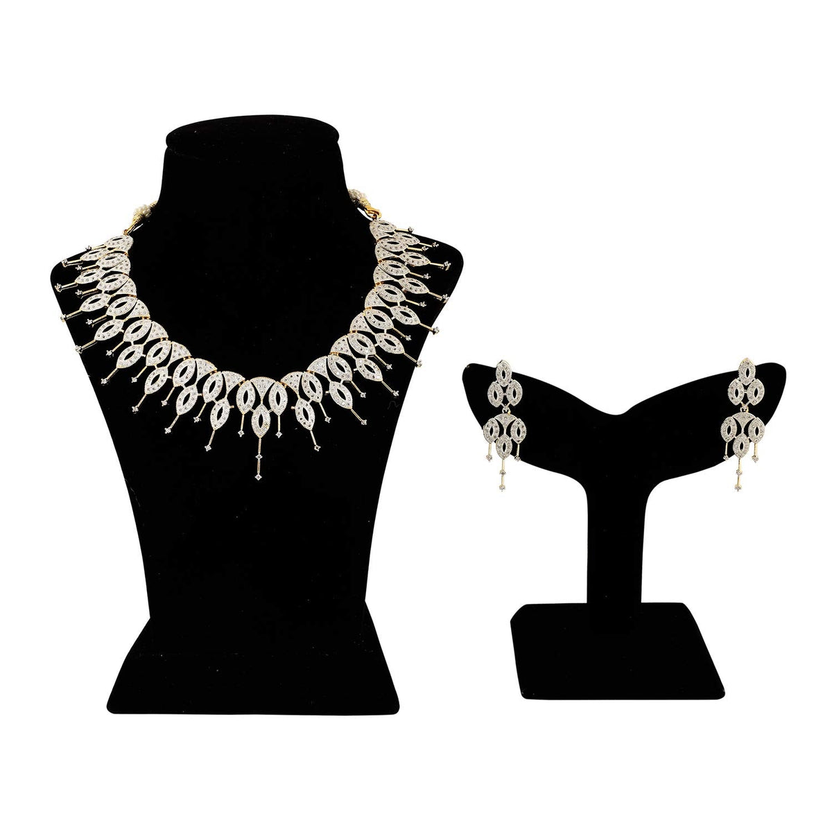 Rhodium-Plated Alloy Designer Ad Choker Necklace Set - The Pari | Grocsy