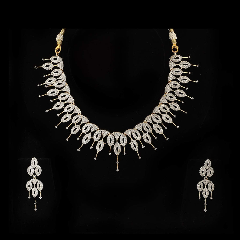 Rhodium-Plated Alloy Designer Ad Choker Necklace Set - The Pari | Grocsy