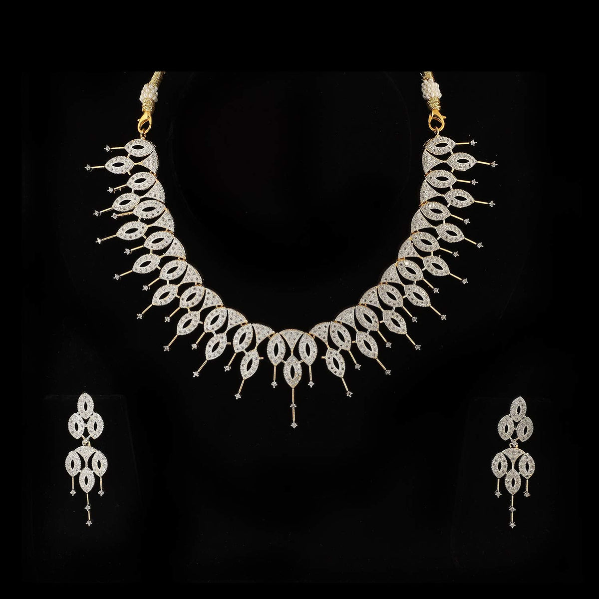 Rhodium-Plated Alloy Designer Ad Choker Necklace Set - The Pari | Grocsy