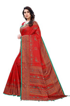 Vamika Red Mirror Work With Jhalar Khadi Silk Saree (AASHI RED) | Grocsy